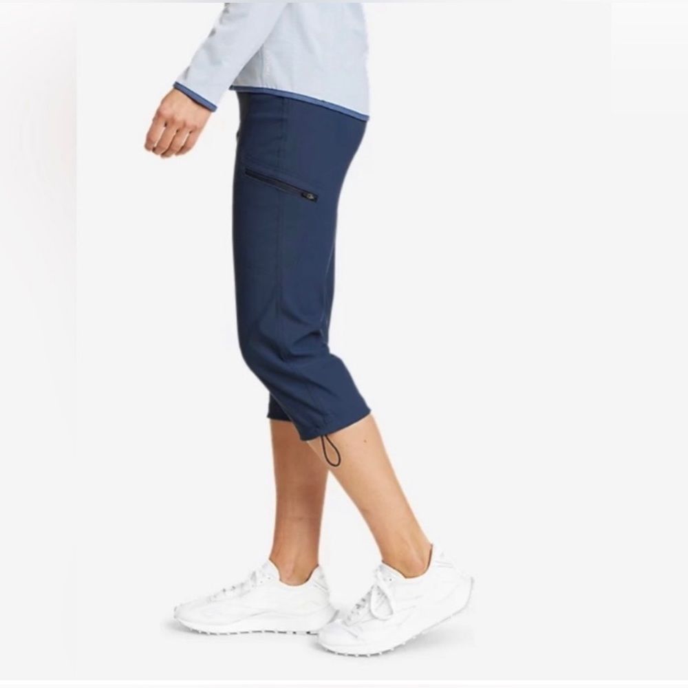 Eddie Bauer Tech Capri Pants Blue Pockets Adjustable Lightweight NWT Womens 8 10